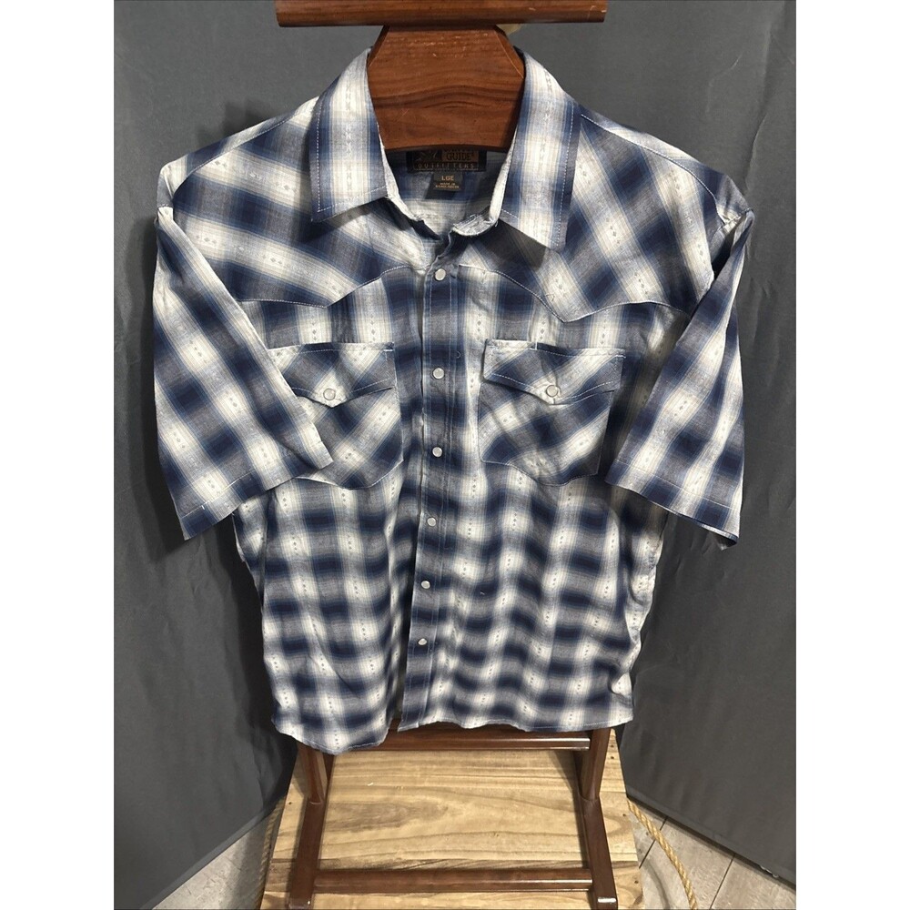 Canyon Guide Outfitters Mens L Plaid Western Shirt Pearl Snap Cowboy Ranch